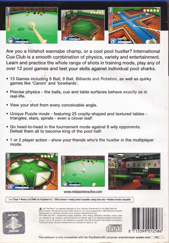 International Cue Club [PlayStation 2, 2002] - GB