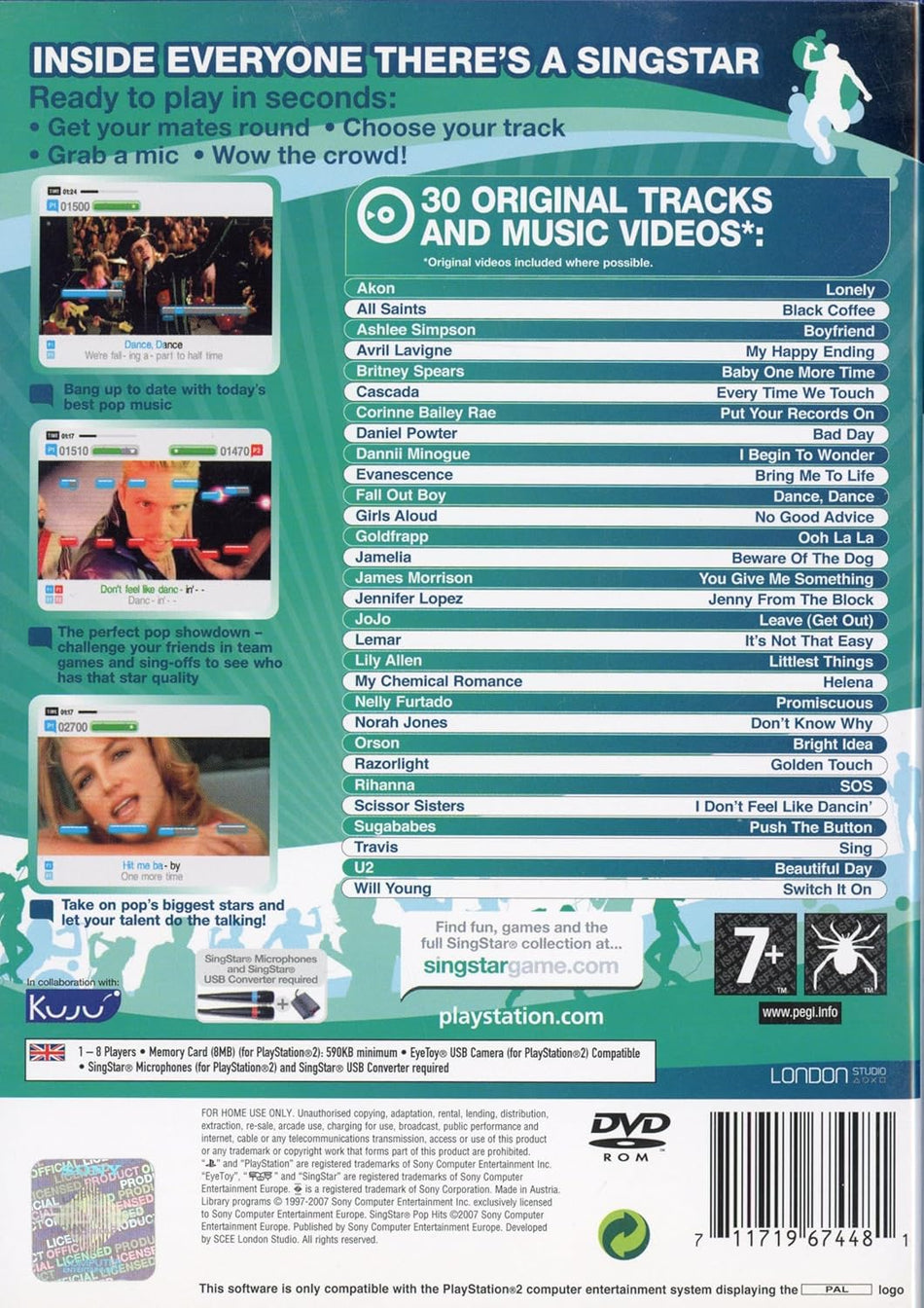 SingStar: Pop Hits [PlayStation 2, 2007] - GB