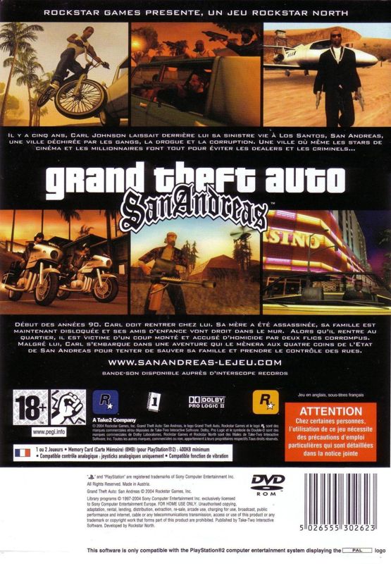 Grand Theft Auto: San Andreas [PlayStation 2, 2004] - FR