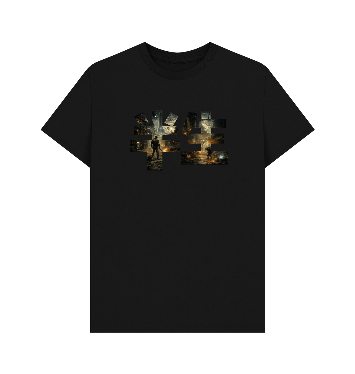 Black Printed T-shirt Front