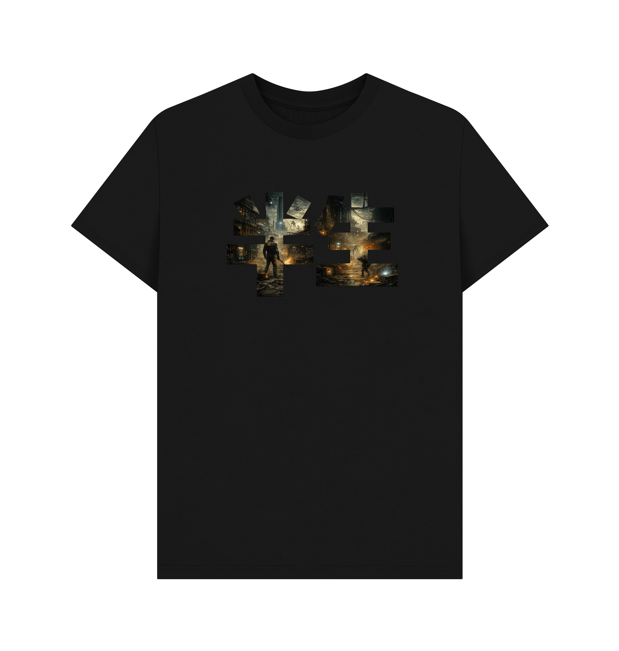 Black Printed T-shirt Front